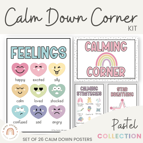 Calm Down Corner Kit - Pastel Classroom Decor - Miss Jacobs Little Learners