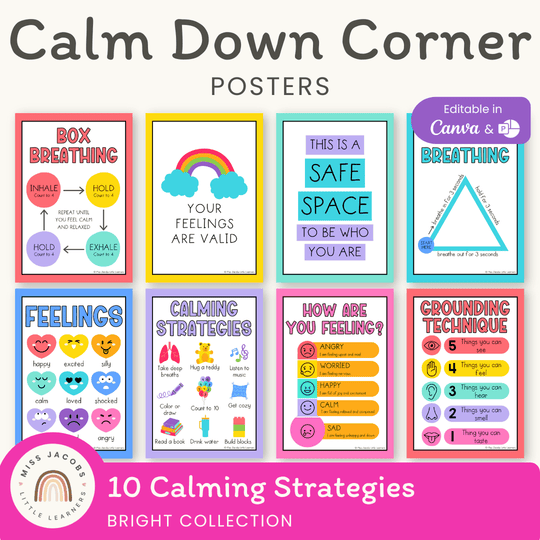 Calm Down Corner Posters - Bright Classroom Decor