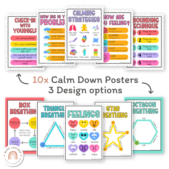 Calm Down Corner Posters - Bright Classroom Decor - Miss Jacobs Little Learners