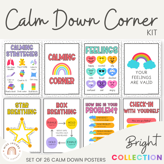 Calm Down Corner Posters - Bright Classroom Decor - Miss Jacobs Little Learners