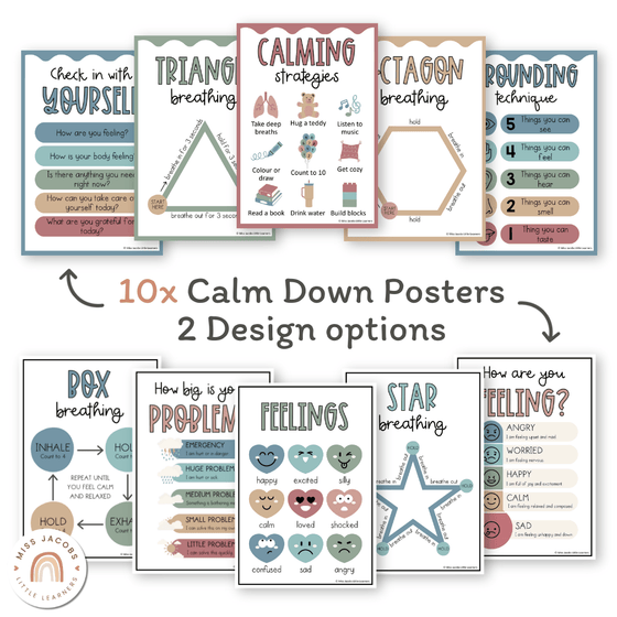 Calm Down Corner Posters - Cute Sea Life Classroom Decor - Miss Jacobs Little Learners