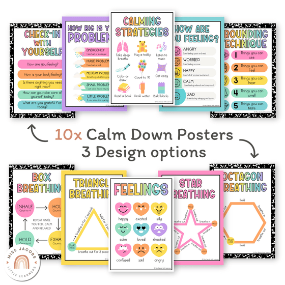 Calm Down Corner Posters - Cutesy Classroom Decor - Miss Jacobs Little Learners