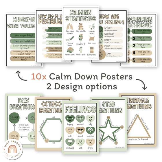 Calm Down Corner Posters - Modern Botanical Decor - Miss Jacobs Little Learners