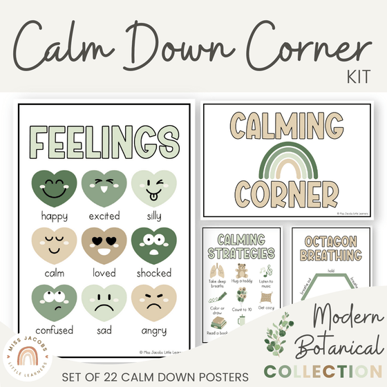 Calm Down Corner Posters - Modern Botanical Decor - Miss Jacobs Little Learners