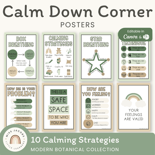 Calm Down Corner Posters - Modern Botanical Decor