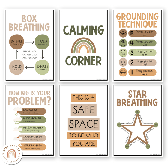 Calm Down Corner Posters - Woodland Theme Classroom Decor - Miss Jacobs Little Learners