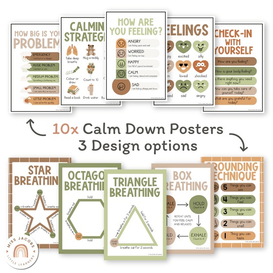 Calm Down Corner Posters - Woodland Theme Classroom Decor - Miss Jacobs Little Learners