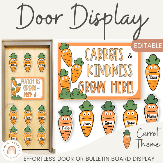 Carrot Door Display Classroom Decor - Miss Jacobs Little Learners