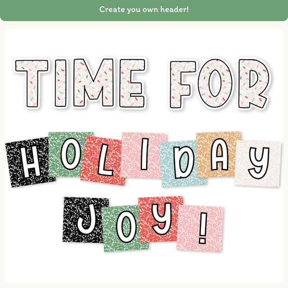 Christmas Bulletin Board Letters - Composition Notebook - Miss Jacobs Little Learners