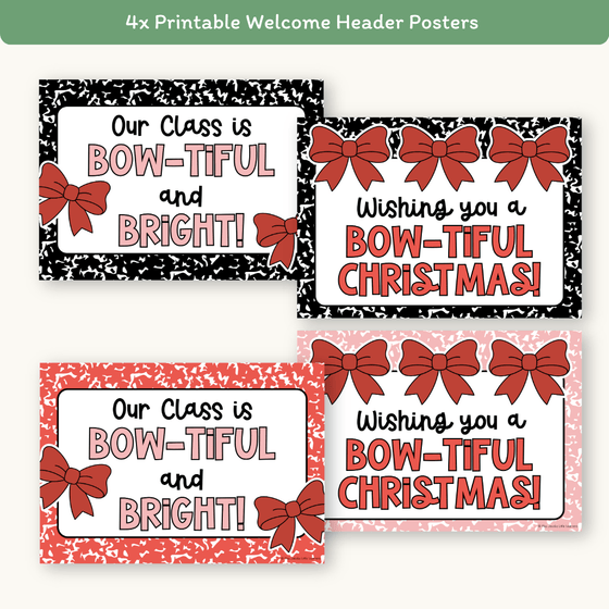 Christmas Door Display Bow - Composition Notebook - Miss Jacobs Little Learners