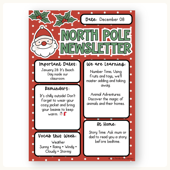 Christmas Newsletters Templates - Miss Jacobs Little Learners