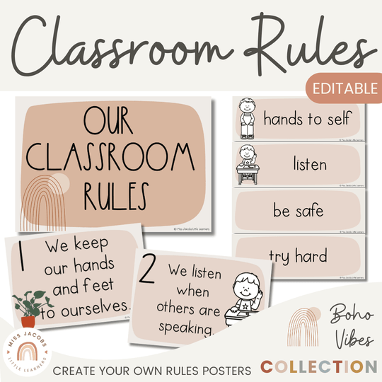 Class Rules Posters & Expectations for Classroom Management | Boho Vibes