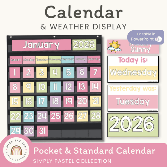Classroom Calendar and Weather Display | PASTELS | Editable