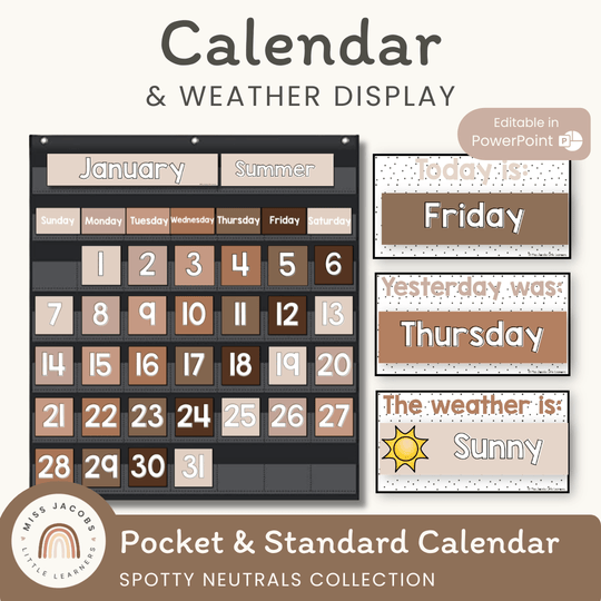 CLASSROOM CALENDAR & WEATHER DISPLAY | SPOTTY NEUTRALS