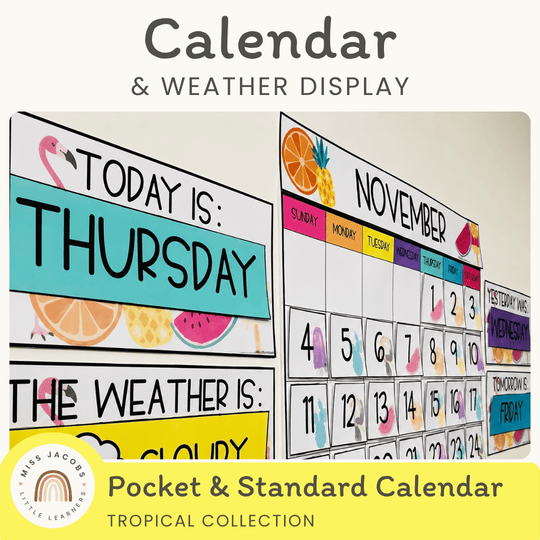 Classroom Calendar & Weather Display | Tropical Theme