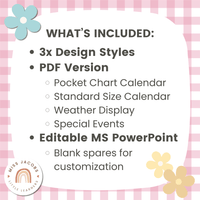 Calendar & Weather Display - Daisy Gingham Pastels Decor – Miss Jacobs ...