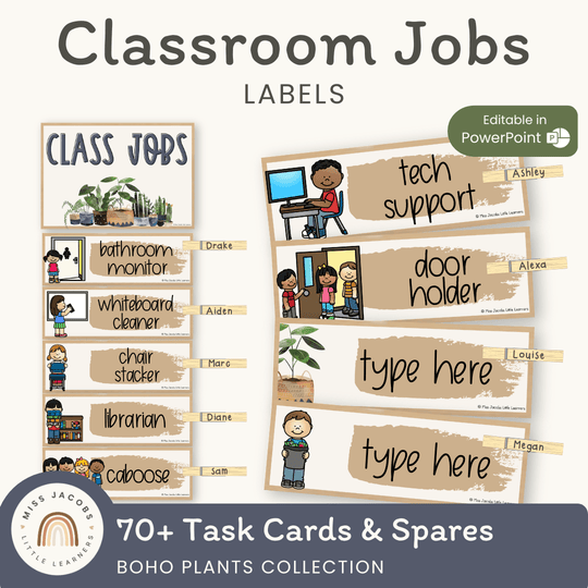 Classroom Job Chart - Boho Plants Classroom Decor