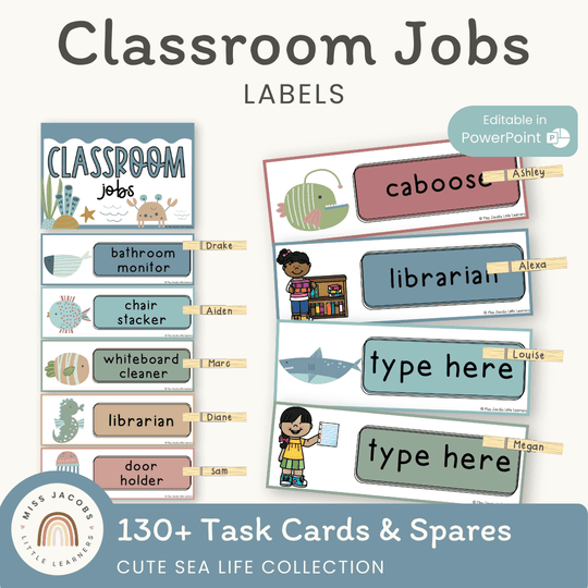 Classroom Job Chart - Cute Sea Life Classroom Decor