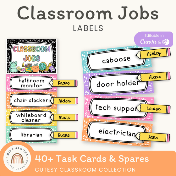 Classroom Job Chart - Cutesy Classroom Decor - Miss Jacobs Little Learners