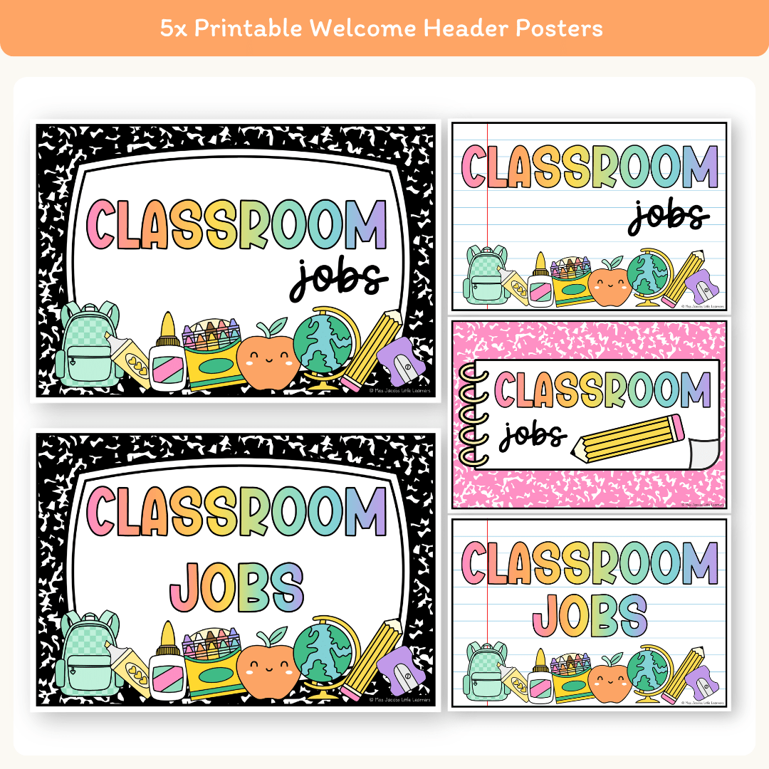 Classroom Job Chart - Cutesy Composition Notebook Decor – Miss Jacobs ...