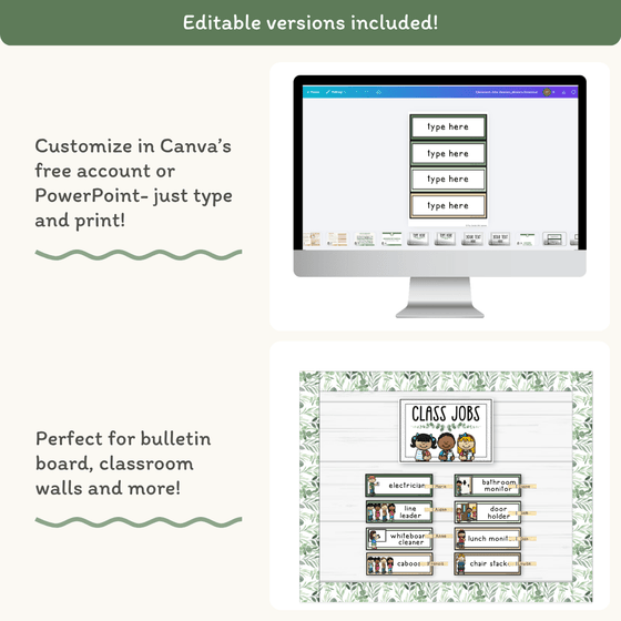 Classroom Job Chart - Modern Botanical Theme - Miss Jacobs – Miss ...