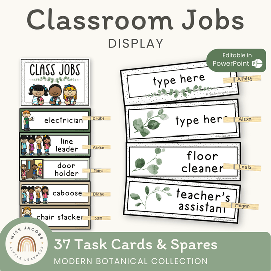 Classroom Job Chart - Modern Botanical Decor