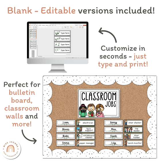 Classroom Job Chart - Modern Botanical Decor - Miss Jacobs Little Learners