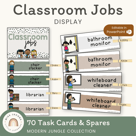Classroom Job Chart - Modern Jungle Classroom Decor