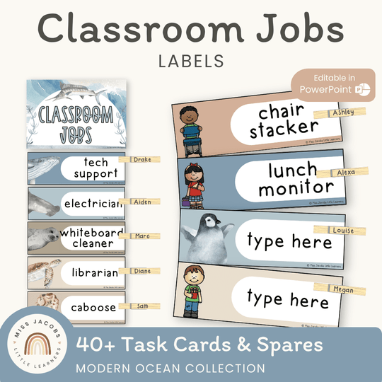 Classroom Job Chart - Modern Ocean Classroom Decor
