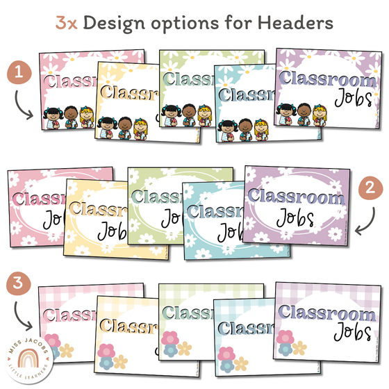 Classroom Jobs Display | Daisy Gingham Pastels Classroom Decor | Editable - Miss Jacobs Little Learners