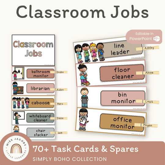 CLASSROOM JOBS DISPLAY | SIMPLE BOHO | EDITABLE