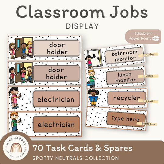 CLASSROOM JOBS DISPLAY | SPOTTY NEUTRALS | EDITABLE