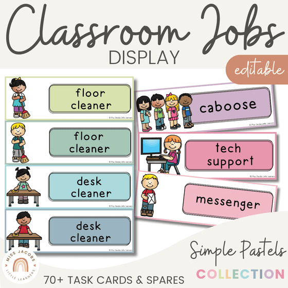 Classroom Jobs | PASTELS | Editable - Miss Jacobs Little Learners