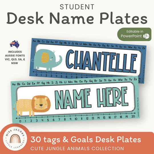 Classroom Labels Student Names & Supplies - Cute Jungle Animals