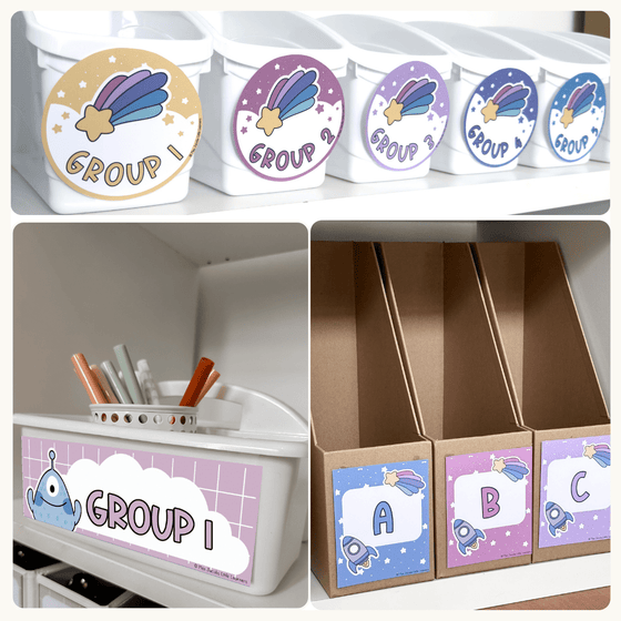 Classroom Labels Student Names & Supplies - Dreamy Space Decor - Miss Jacobs Little Learners