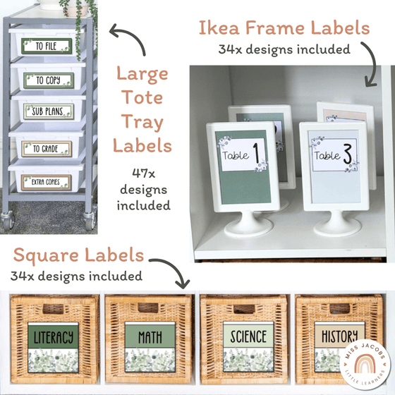 Classroom Labels Student Names & Supplies - Modern Botanical - Miss Jacobs Little Learners