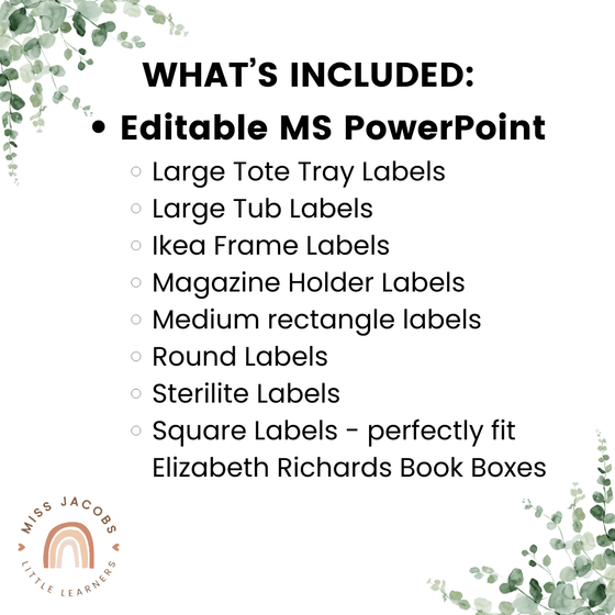 Classroom Labels Student Names & Supplies - Modern Botanical - Miss Jacobs Little Learners