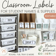  Classroom Labels Student Names & Supplies - Modern Botanical - Miss Jacobs Little Learners