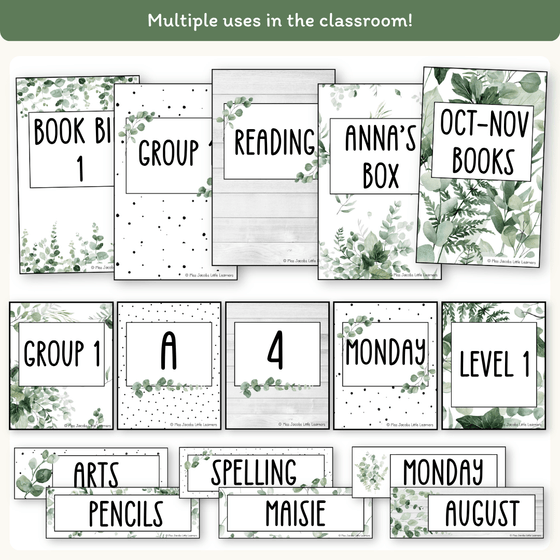 Classroom Labels Student Names & Supplies - Modern Botanical Theme ...