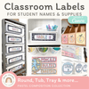 Classroom Labels Student Names & Supplies - Pastel Composition Notebook Decor - Miss Jacobs Little Learners