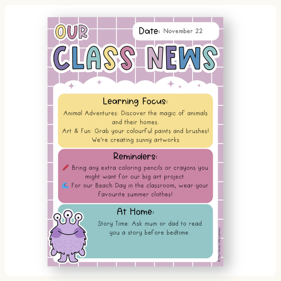 Classroom Newsletter Templates - Dreamy Space Theme Decor - Miss Jacobs Little Learners