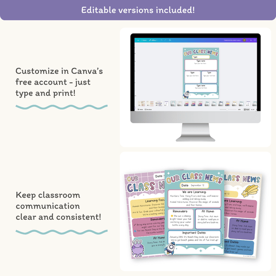 Classroom Newsletter Templates - Dreamy Space Theme Decor - Miss Jacobs Little Learners