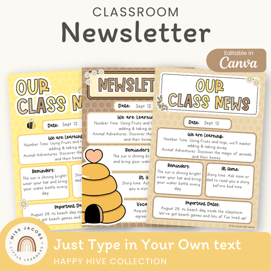Classroom Newsletter Templates - Happy Hive Classroom Decor