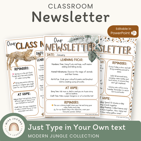 Classroom Newsletter Templates - Modern Jungle Decor