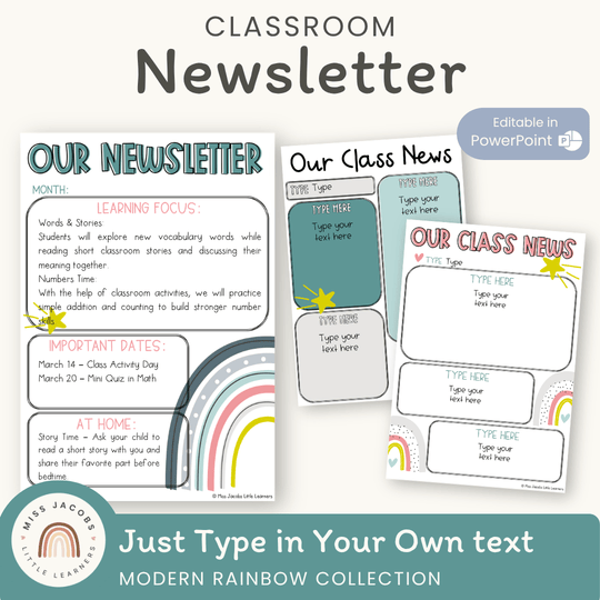 Classroom Newsletter Templates - Modern Rainbow Classroom Decor