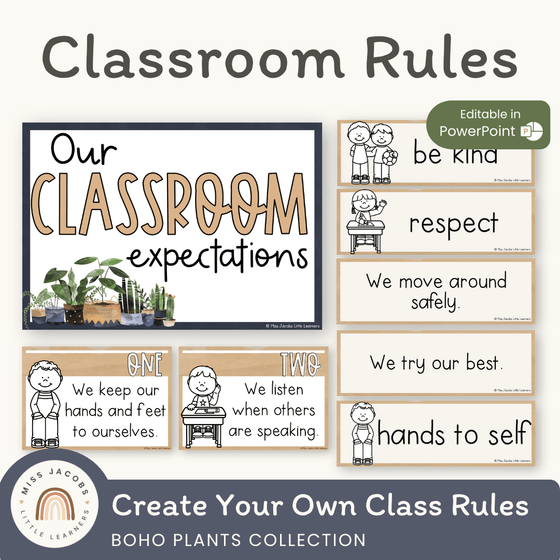 Classroom Rules Posters | Boho Plants – Miss Jacobs Little Learners