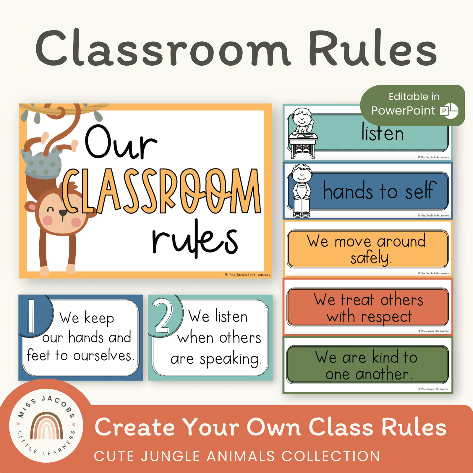 Classroom Rules Posters | Cute Jungle Animals – Miss Jacobs Little Learners