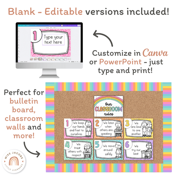 Classroom Rules and Expectations Posters - Cutesy Decor - Miss Jacobs Little Learners