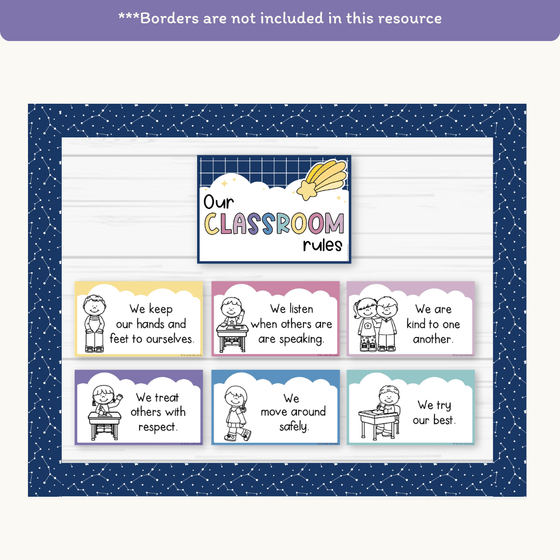 Classroom Rules and Expectations Posters - Dreamy Space Decor - Miss Jacobs Little Learners