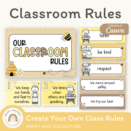 Classroom Rules and Expectations Posters - Happy Hive Classroom Decor